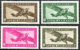 Indochine Indochina 1933 Farman F-190  (Yvert PA 1,2, 5, 8a; Michel 184, 185, 188, 191; SG 197, 198, 201, 203) - Airplanes