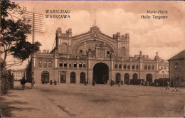 ! Alte Ansichtskarte Warschau, Warszawa, Markthalle, 1. Weltkrieg, Feldpost 1915, Abs. Brest Litowsk N. Posen - Polen