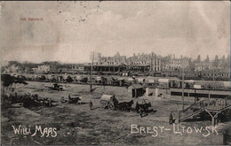 ! Alte Ansichtskarte Dworzec, 1. Weltkrieg, Feldpost 1915, Abs. Brest Litowsk, Am Bahnhof N. Posen - Belarus