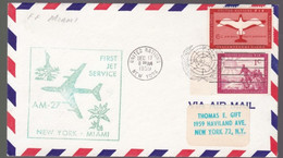 Une  Enveloppe United Nations  New- York  1959  First Jet Service  New- York  - Miami - Brieven En Documenten