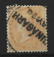 INDIA.....QUEEN VICTORIA...(1837-01.).." 1865..".......SG61......TRIMMED PERFS AT TOP.......USED..... - 1858-79 Compañia Británica Y Gobierno De La Reina