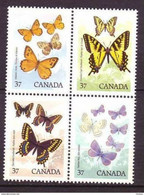 Canada, 1988, #1213, Papillon, Papillons, Butterfly, Butterflies - Unused Stamps