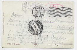 ITALIA CARTOLINA CARTE CARD ROMA 1916 POUR CORFOU GRECE + CACHET SERBE CENSURE - Covers & Documents