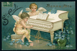 CPA - Carte Postale En Relief - Thème - Bonne Fête - Ste Cécile - 2 Anges - 1907 (CP21990OK) - Scenes & Landscapes