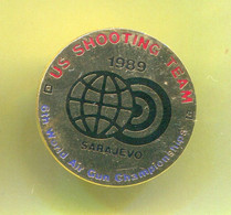 Archery Shooting - 6th World Luftgewehr / Air Gun Championships Sarajevo, United States Team Vintage Pin Badge Abzeichen - Archery