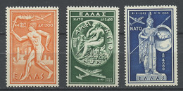 Grèce - Griechenland - Greece Poste Aérienne 1954 Y&T N°PA66 à 68 - Michel N°F615 à 617 *** - OTAN - Unused Stamps