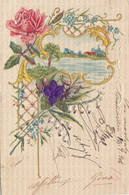 CARTOLINA  FIORI-PIANTE-ALBERI-ROSA-PETUNIA-VIOLA-ORTENSIA-TULIPANO-LAVANDA-GAROFANO,VIAGGIATA 1904 - Flowers