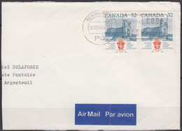 La Paire CANADA 32 L'église Catholique Romaine De TERRE-NEUVE Sur Enveloppe Coupée  De BEAUHARNOIS Le 24 XII 1984 - Covers & Documents