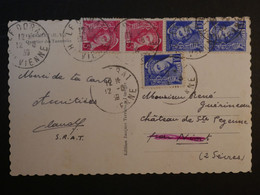 Y 32 FRANCE BELLE  CARTE   1939 DORAT  AU CHATEAU  +MERCURE + AFFRANC.INTERESSANT++ - Cartas