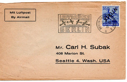 55508 - Berlin - 1948 - 50Pfg Schwarzaufdruck EF A Bf BERLIN - LUFTBRUECKE ... -> Seattle, WA (USA) - Lettres & Documents