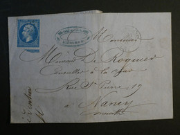 Y 32 FRANCE BELLE LETTRE 1865 LIBOURNE A NANCY  + N°22  VOISIN + + AFFRANCH. INTERESSANT++ - 1862 Napoleon III