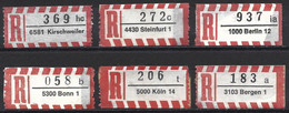 Germany FRG - Labels Registered Letter - Set 6 Labels - R- & V- Viñetas