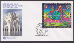 NATIONS-UNIES NEW-YORK  FDC 1er JOUR SOMMET TERRE EARTH SUMMIT 1992 Y&T 609/612 - FDC