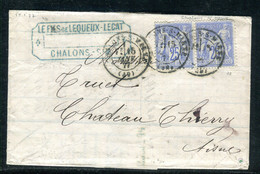 Sage 25ct En Paire Sur Lettre Avec Texte Commerciale De Chalons/Marne Pour Château Thierry En 1877 - N 313 - 1877-1920: Période Semi Moderne