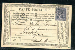 Sage 10ct Sur Carte Précurseur De Tinchebray Pour St Diziers En 1879 - N 329 - Precursor Cards