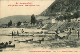 Serrières * Amarrage D'un Radeau Bateau * Paysage Sur Le Rhône - Serrières