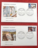 MADAGASCAR Mineraux, Fossiles, Marbre. Yvert N°543/44, FDC Enveloppe 1 Er Jour 27 Avril 1974 - Minéraux