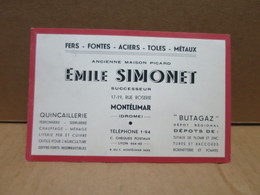 MONTELIMAR (26) Carte Commerciale Publicitaire Fers Fontes Aciers Emile SIMONET - Montelimar