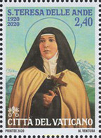 637669 MNH VATICANO 2020 100 ANIVERSARIO DE LA MUERTE DE SANTA TERESA DE LOS ANDES - Gebraucht