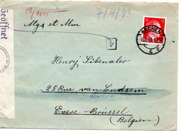 55535 - Deutsches Reich - 1943 - 12Pfg Hitler EF A Bf M Dt Zensur AACHEN -> Belgien - Lettres & Documents