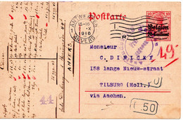 55537 - Deutsches Reich / Besetzung Belgien - 1916 - 10c/10Pfg Germania GAKte M Dt Zensur ANTWERPEN -> Niederlande - Andere & Zonder Classificatie