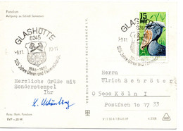 55547 - DDR - 1970 - 15Pfg Zoo Berlin EF A AnsKte SoStpl GLASHUETTE - 125 JAHRE UHREN ... -> Westdeutschland - Orologeria