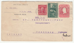 US Postal Stationery Letter Cover Posted 1904 Saginaw To Germany - Uprated B221201 - 1901-20