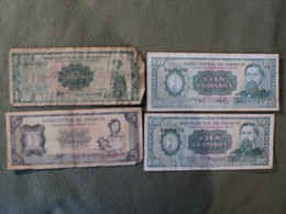 PARAGUAY. LOT DE 4 BILLETS DE BANQUE DIFFERENTS. ANNEES 1960? / 1980 - Paraguay