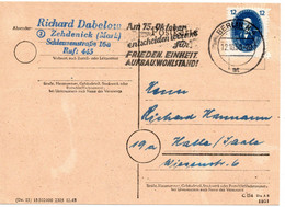 55579 - DDR - 1950 - 12Pfg Akademie EF A Kte BERLIN - AM 15.OKTOBER ENTSCHEIDEN WIR UNS ... -> Halle - Lettres & Documents