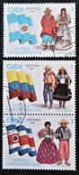 Timbres De  Cuba 1990 Latin-American History - Flags And Traditional Costumes  Y&T N° 3059_3062_3063 - Used Stamps