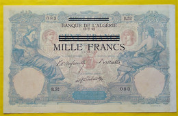 BILLET DE TUNISIE - Banque De L'Algérie - WW II - 1000 Francs Sur 100 Francs - - Tunisie
