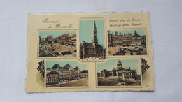 ANTIQUE POSTCARD BELGIUM BRUXELLES - DIFFERENT VIEWS SOUVENIR CIRCULATED 1950 - Panoramische Zichten, Meerdere Zichten