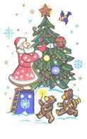 E.Goldin:Santa Claus Decorating Christmas Tree, Bears, 1975 - Santa Claus