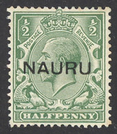 Nauru Sc# 1b MH Overprint Centered 1923 ½p King George V - Nauru