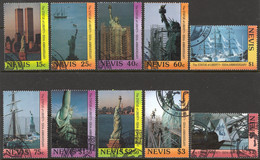Nevis Sc# 507-516 SG# 443/52 Used 1986 Statue Of Liberty - St.Kitts Und Nevis ( 1983-...)