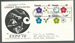 59566) Canada FDC Expo '70 Postmark Cancel Ottawa1970 Block 25 Cent - 1961-1970