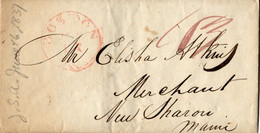 (R55) USA Préphilatélie - Stampless 18 3/4 Cts Rate - Boston To New Sharon (Maine) - 1837. - …-1845 Préphilatélie