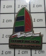 510a Pin's Pins / Beau Et Rare /  SPORTS / VOILE VOILIER BATEAU  FLEURY MICHON EUROPE 1 STAR 92 - Zeilen