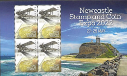 AUSTRALIA, 2022, MNH, NEWCASTLE STAMP AND COIN EXPO,PLANES, FIRST REGULAR AIRMAIL, LIGHTHOUSES,  SHEETLET - Airplanes