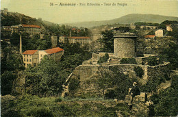 Annonay * Le Parc Riboulon Et La Tour Du Peuple * Cpa Toilée Colorisée - Annonay