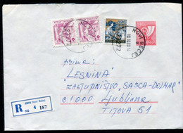 YUGOSLAVIA 1988 Posthorn 140 D.stationery Envelope Used With Additional Franking.  Michel U81 - Ganzsachen