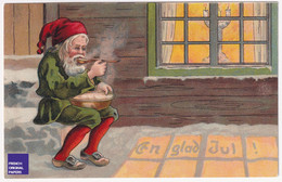 RARE Carte Postale 1910 Suède Lutin Tomte Porridge Hiver Santa Claus Père Noël Christmas Postcard Sweden God Jul A84-56 - Santa Claus
