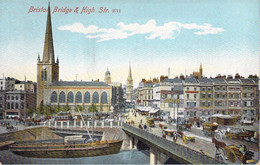 CPA Royaume Unis - Angleterre - Bristol - Bristol Bridge & High Str. - M. J. R. - Colorisée - Illustration - Pont - Bristol