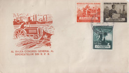 Enveloppe  FDC  1er  Jour    ROUMANIE   3éme  Congrés  Des   Syndicats   1953 - FDC