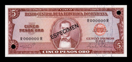 República Dominicana 5 Pesos Oro 1974 Pick 100As(4) Specimen SC UNC - Dominicaine