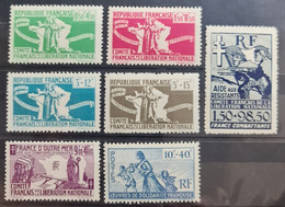 COLONIES FRANCAISES 1943 - MNH - YT 60-64, 65a, 66 - Andere & Zonder Classificatie