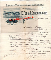 30- QUISSAC- RARE LETTRE MANUSCRITE E. FIZE & J. CONDUZORGUES-VITICULTEUR VIGNOBLES DES PRADEDES-1910 - Lebensmittel