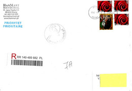 POLONIA POLSKA POLAND - 2018 Lettera Raccomandata Per L'Italia Con 4 Francobolli (annunciazione, Rosa) - 17080 - Lettres & Documents