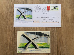 1 Carte+1enveloppe Avec Timbres Personnalisés Viaduc De L’Anguienne - Brieven En Documenten