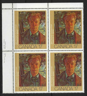 CANADA...QUEEN ELIZABETH II...(1952-22..).." 1981.."...M/S....FREDERICK H. VARLEY...SG1010....IMPRINT X BLOCK OF 4..MNH. - Unused Stamps